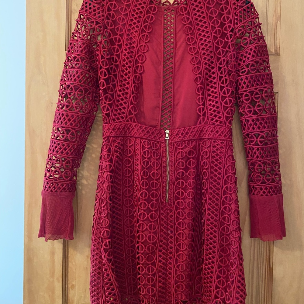 SAYLOR Vibrant Red Lace Dress - Picture 3 of 7